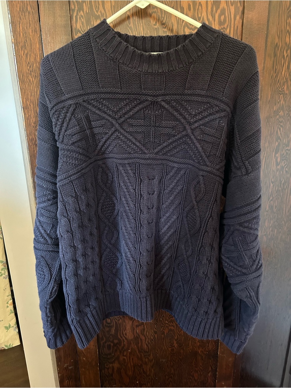 Vintage 90's Banana Republic Navy Cable-Knit Crewneck Sweater